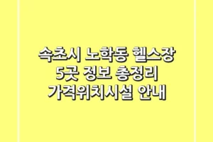 속초시 노학동 헬스장 5곳 정보 총정리 – 가격/위치/시설 안내