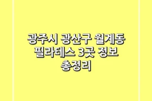 광주시 광산구 월계동 필라테스 3곳 정보 총정리