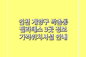인천 계양구 박촌동 필라테스 3곳 정보 – 가격/위치/시설 안내