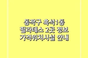 동작구 흑석1동 필라테스 2곳 정보 – 가격/위치/시설 안내