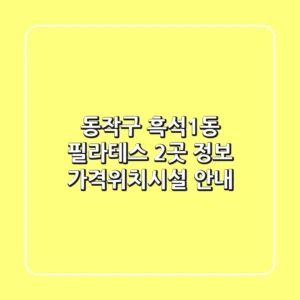 동작구 흑석1동 필라테스 2곳 정보 - 가격/위치/시설 안내