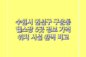 수원시 권선구 구운동 헬스장 5곳 정보 – 가격, 위치, 시설 완벽 비교