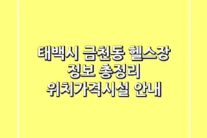 태백시 금천동 헬스장 정보 총정리 – 위치/가격/시설 안내