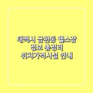 태백시 금천동 헬스장 정보 총정리 - 위치/가격/시설 안내