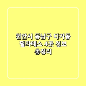 천안시 동남구 다가동 필라테스 4곳 정보 총정리