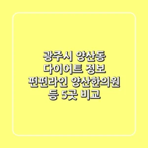 광주시 양산동 다이어트 정보: 펀펀라인, 양산한의원 등 5곳 비교