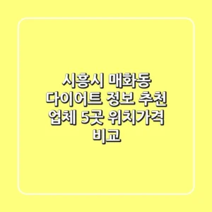 시흥시 매화동 다이어트 정보: 추천 업체 5곳 위치/가격 비교