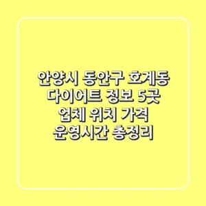 안양시 동안구 호계동 다이어트 정보: 5곳 업체 위치, 가격, 운영시간 총정리