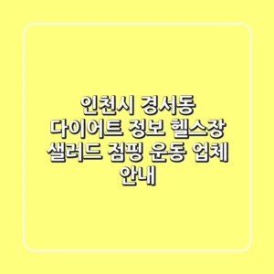 인천시 경서동 다이어트 정보: 헬스장, 샐러드, 점핑 운동 업체 안내