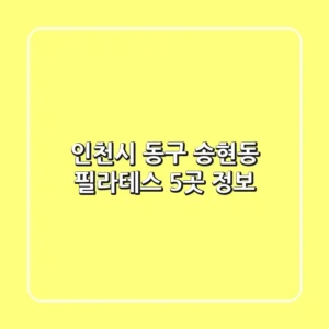 인천시 동구 송현동 필라테스 5곳 정보