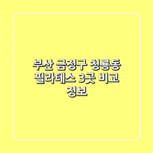 부산 금정구 청룡동 필라테스 3곳 비교 정보