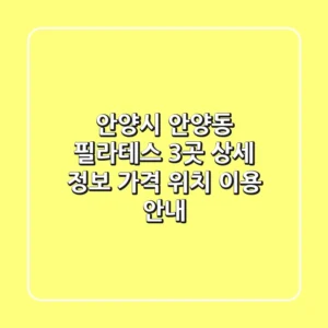 안양시 안양동 필라테스 3곳 상세 정보 - 가격, 위치, 이용 안내