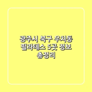 광주시 북구 우치동 필라테스 5곳 정보 총정리