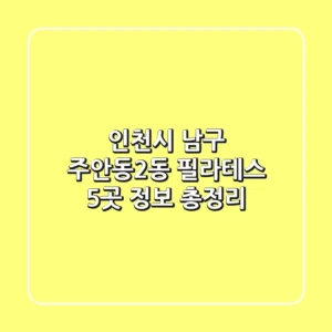 인천시 남구 주안동2동 필라테스: 5곳 정보 총정리