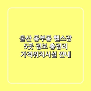 울산 동부동 헬스장 5곳 정보 총정리 - 가격/위치/시설 안내