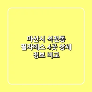 마산시 석전동 필라테스 4곳 상세 정보 비교