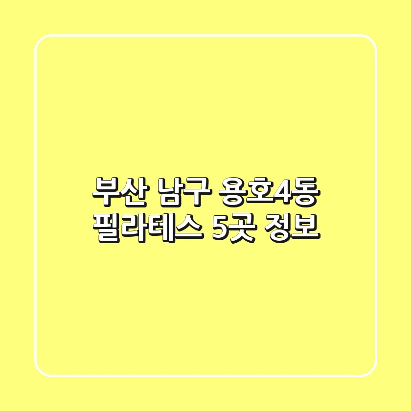 부산 남구 용호4동 필라테스 5곳 정보