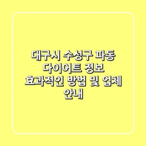 대구시 수성구 파동 다이어트 정보: 효과적인 방법 및 업체 안내