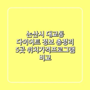 논산시 대교동 다이어트 정보 총정리 - 5곳 위치/가격/프로그램 비교