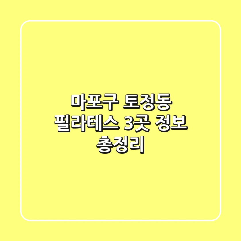 마포구 토정동 필라테스 3곳 정보 총정리