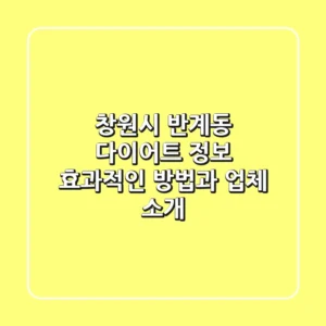 창원시 반계동 다이어트 정보: 효과적인 방법과 업체 소개