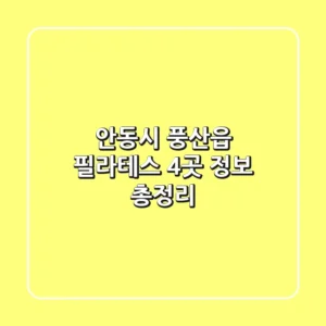 안동시 풍산읍 필라테스 4곳 정보 총정리