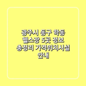 광주시 동구 학동 헬스장 5곳 정보 총정리 - 가격/위치/시설 안내