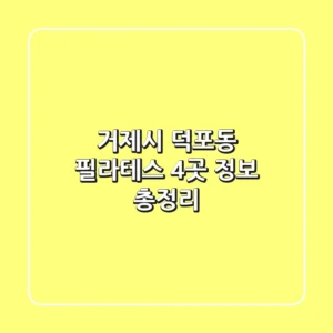 거제시 덕포동 필라테스 4곳 정보 총정리