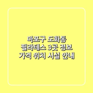 마포구 도화동 필라테스 3곳 정보 - 가격, 위치, 시설 안내