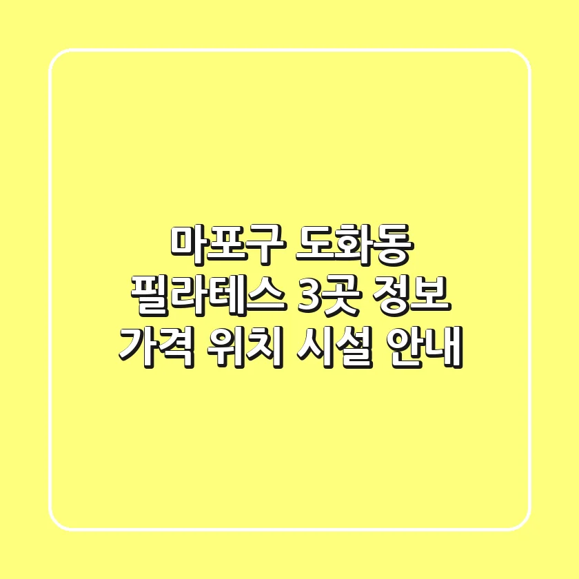 마포구 도화동 필라테스 3곳 정보 - 가격, 위치, 시설 안내