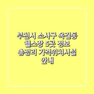 부천시 소사구 옥길동 헬스장 5곳 정보 총정리 - 가격/위치/시설 안내