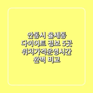 안동시 율세동 다이어트 정보: 5곳 위치/가격/운영시간 완벽 비교
