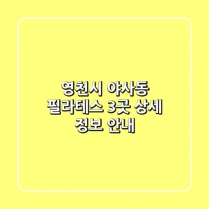 영천시 야사동 필라테스 3곳 상세 정보 안내