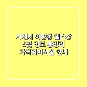거제시 아양동 헬스장 5곳 정보 총정리 - 가격/위치/시설 안내