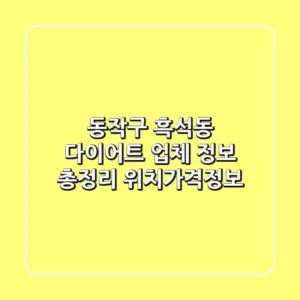 동작구 흑석동 다이어트 업체 정보 총정리 - 위치/가격/정보
