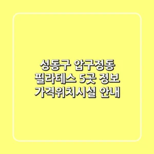 성동구 압구정동 필라테스 5곳 정보 - 가격/위치/시설 안내