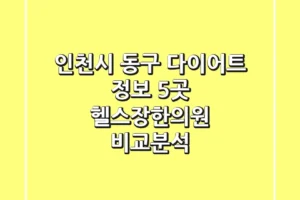 인천시 동구 다이어트 정보: 5곳 헬스장/한의원 비교분석