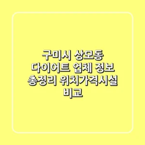 구미시 상모동 다이어트 업체 정보 총정리 - 위치/가격/시설 비교