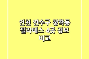 인천 연수구 청학동 필라테스 4곳 정보 비교