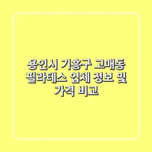 용인시 기흥구 고매동 필라테스: 업체 정보 및 가격 비교