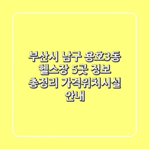 부산시 남구 용호3동 헬스장 5곳 정보 총정리 - 가격/위치/시설 안내
