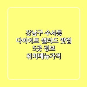 강남구 수서동 다이어트 샐러드 맛집 5곳 정보 - 위치/메뉴/가격