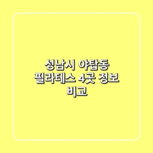 성남시 야탑동 필라테스 4곳 정보 비교