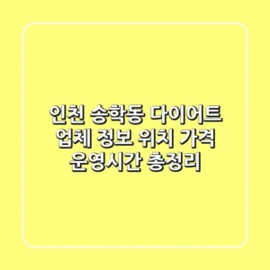 인천 송학동 다이어트 업체 정보 - 위치, 가격, 운영시간 총정리