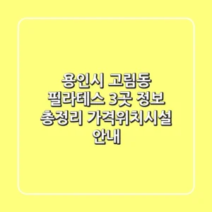 용인시 고림동 필라테스 3곳 정보 총정리 - 가격/위치/시설 안내