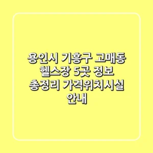 용인시 기흥구 고매동 헬스장 5곳 정보 총정리 - 가격/위치/시설 안내