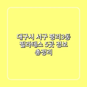 대구시 서구 평리3동 필라테스 5곳 정보 총정리