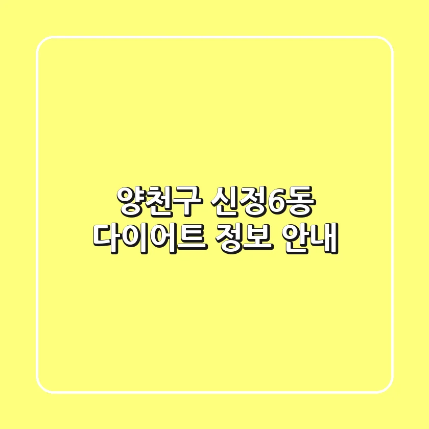 양천구 신정6동 다이어트 정보 안내