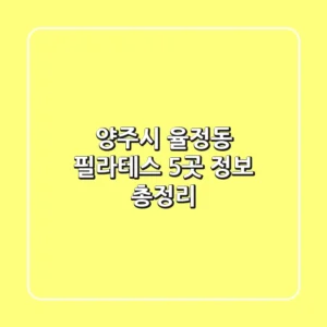 양주시 율정동 필라테스 5곳 정보 총정리