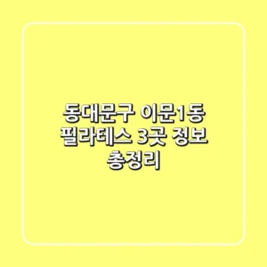 동대문구 이문1동 필라테스 3곳 정보 총정리